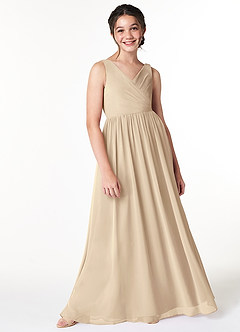 Azazie Sawyer A-Line Pleated Chiffon Floor-Length Junior Bridesmaid Dress image3