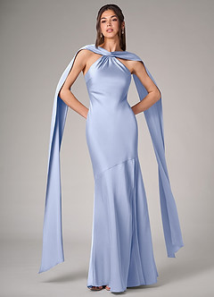 Azazie Kinsley Bridesmaid Dresses Ice Mermaid Side Slit Stretch Satin Dress image1
