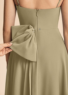 Azazie Bear Junior Moss Green A-Line Pleated Chiffon Dress image6
