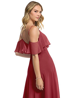 Azazie Jean Bridesmaid Dresses Pomegranate A-Line Chiffon Convertible Dress image7
