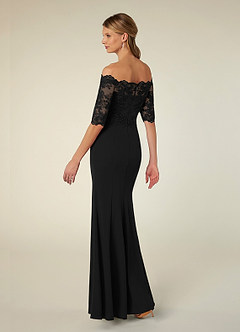 Azazie Jette Mother of the Bride Dresses Black Mermaid Off the Shoulder Lace Dress image5