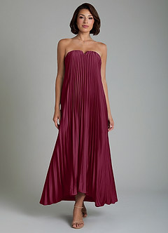 Azazie Rayna Bridesmaid Dresses Mulberry A-Line Strapless Stretch Satin Dress image1