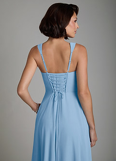 Azazie Azaria Abiti da Damigella Abito A-Line in Chiffon Corsetto Azzurro Polvere image2