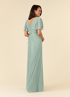 Azazie Emmeline Mother of the Bride Dresses Agave A-Line V-Neck Pleated Mesh Dress image9
