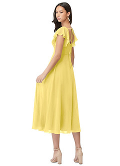 Azazie Bondi Abiti da Damigella Abito A-Line in Chiffon Increspato Canarino image2