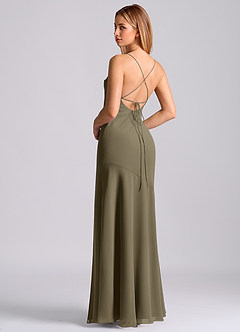 Azazie Grata Brudtärnklänningar Klä av Sjöjungfru i Chiffong Plisserad Pilgrön image2