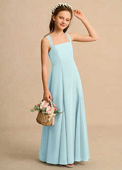 Azazie Tater Girls Formal 플라워 걸 드레스 A라인 플리츠 쉬폰 플로어 길이 드레스 image3