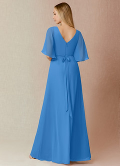 Azazie Cierra Abiti da Damigella Abito A-Line in Chiffon con Scollo a V Blue Jay image2