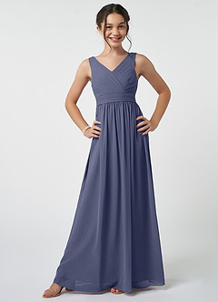 Azazie Kora Junior Stormy A-Line Pleated Chiffon Dress image1