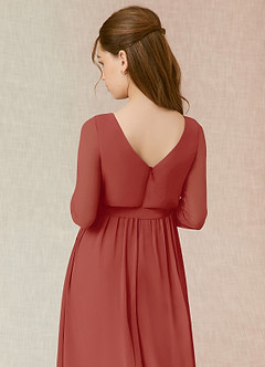 Azazie Angelica Junior Terracotta A-Line Pleated Chiffon Dress image7
