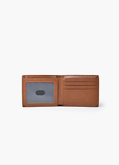 front Cartera plegable de cuero con bloqueo RFID para hombre