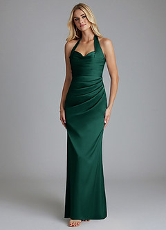 Azazie Minnow Brudtärnklänningar Klä av Sjöjungfru i Stretch Satin Älskling Halsringning Smaragdgrön image6