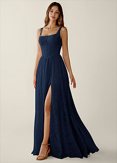 Megan Navy Lace A-line Prom Dress image5