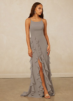 Christian Siriano Bridal for Azazie 1006 Robes de demoiselle d'honneur Robe Sirène en Mousseline de soie Rayé Taupe image1