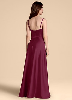 Azazie Prisha Junior Linia A Pofałdowany Satyna elastyczna Długość podłogi Młodsza druhna Sukienka image2