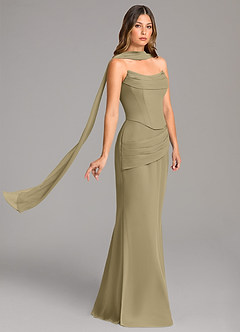 Azazie Sorrel Abiti da Damigella Abito Sirena in Chiffon Corsetto Verde Muschio image4