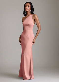 Azazie Voni Abiti da Damigella Abito Sirena in Raso Elasticizzato Monospalla Rosetta image6