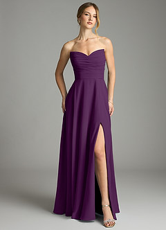 Azazie Ayla Abiti da Damigella Abito A-Line in Chiffon Scollo a Cuore Uva image5