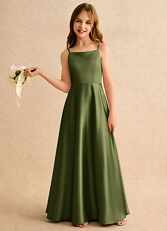 Azazie Joella Girls Formal Flower Girl Klänningar Klä A-Line i Stretch Satin Plisserad image2