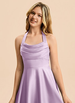 Azazie Kady Junior Robe Trapèze en Satin extensible Décolleté en cœur Frostiges Flieder image6