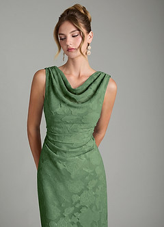 Azazie Kieryn Bridesmaid Dresses Eucalyptus Mermaid Pleated Floral Burnout Dress image11