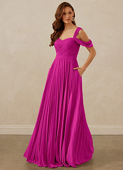 Christian Siriano Bridal for Azazie 1013 Bridesmaid Dresses Fuchsia A-Line Off the Shoulder Chiffon Dress image1