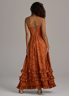 Azazie Lettie Bridesmaid Dresses Burnt Orange A-Line Corset Floral Burnout Dress image6