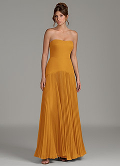 Azazie Yuliana Bridesmaid Dresses Butterscotch A-Line Strapless Chiffon Dress image7