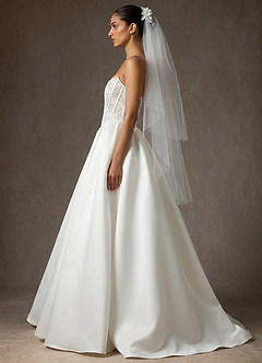 front Double Layer Lace Applique Tulle Waltz Veil