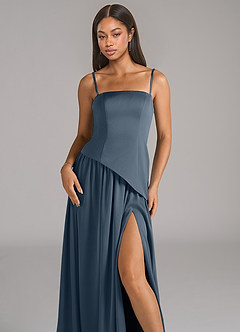 Azazie Adeline Bridesmaid Dresses Twilight A-Line Strapless Stretch Satin Convertible Dress image2