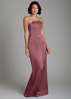 Azazie Fallyn Brautjungfernkleider Etui Korsett Stretch-Satin Kleid Wüstenrose image5
