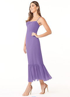 Azazie Justina Vestidos de damas de honor Vestido de Tahití de Gasa de Corte en A con Escote de Corazón image3