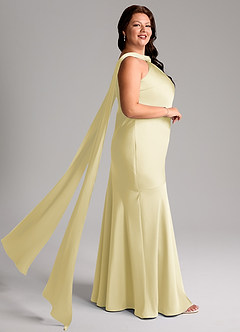 Azazie Kinsley Vestidos de damas de honor Vestido de Sorbete De Limón de Satén Elástico de Corte Sirena con Corte Lateral image10