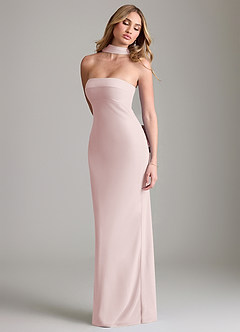Azazie Lusinda Vestidos de madrinha de casamento Vestido Rosa Corado de Chiffon de sereia com Fora do ombro image7