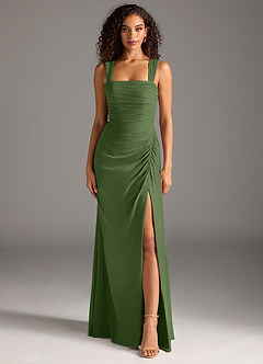 Azazie Jesaphine Bridesmaid Dresses Olive Sheath Bow Chiffon Dress image5