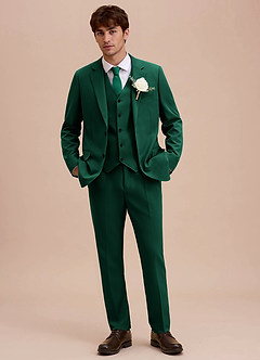 front Ethan Smaragd Verfijnd geweven 3-delig pak