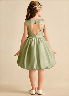 Azazie Nirvana Robe Demoiselle D'honneur Fillette Robe Princesse en Mat Satiné Rayé Vert Mousse image1