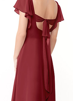 Azazie Syenna Bridesmaid Dresses Pomegranate A-Line Ruched Chiffon Dress image2