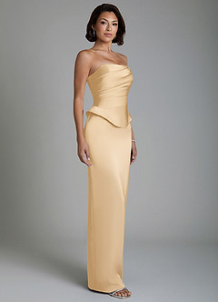 Azazie Harlow Robes de demoiselle d'honneur Robe Fourreau en Satin extensible Corset Or image6