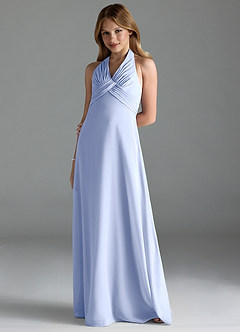 Azazie Tessie Junior Ice A-Line Pleated Chiffon Dress image1