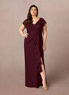 Azazie Carmen Mother of the Bride Dresses Cabernet Sheath Lace Dress image7