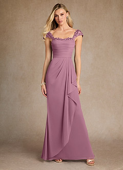 Azazie Belfast Mother of the Bride Dresses Vintage Mauve Sheath Lace Mesh Dress image4