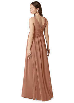 Azazie Yetta Maternity Bridesmaid Dresses A-Line V-Neck Gathered Chiffon Floor-Length Dress image5