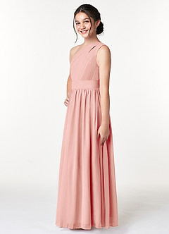 Azazie Molly Junior Amethyst A-Line Pleated Chiffon Dress image4