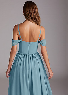 Azazie Calianna Bridesmaid Dresses Moody Blue A-Line Off the Shoulder Chiffon Convertible Dress image9