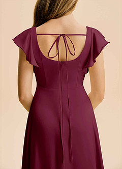 Azazie Bondi Junior Mulberry A-Line Side Slit Stretch Satin Dress image6