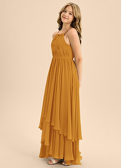 Azazie Elliora Junior A-Linie Plissee Chiffon Kleid Butterscotch image6