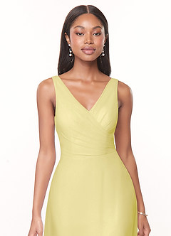 Azazie Nala Bridesmaid Dresses Lemon Sorbet A-Line Pleated Chiffon Dress image4