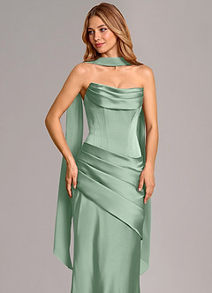 Azazie Pelagia Bridesmaid Dresses Agave Mermaid Corset Stretch Satin Convertible Dress image5