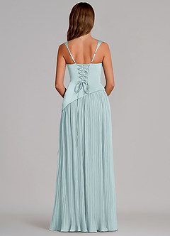 Azazie Stephanie Brautjungfernkleider A-Linie Plissee Stretch-Satin Kleid Nebel image5